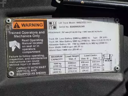 Turret Truck 2017  Hyster N40ZR2-14.5 (14)