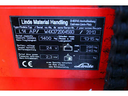 Wózek wysokiego podnoszenia 2013  Linde L14AP stapelaar triplex (14)
