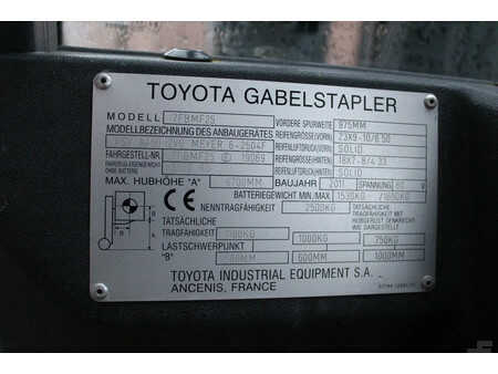 Elektro čtyřkolový VZV 2011  Toyota 7fbmf25 heftruck elektrische accu bj 2021 triplex sideshift lepelverstelling (17)