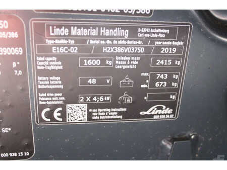 El Truck - 3-hjul 2019  Linde E16 heftruck elektrische triplex sideshift lepelverstelling (18)