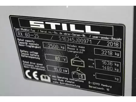 Eléctrica de 4 ruedas 2018  Still RX60 25 heftruck elektrische triplex lepelversteling sidesift (17)