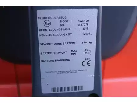 Pinontavaunu 2016  BT SWE120 stapelaar elektrische met 511 uur (11)