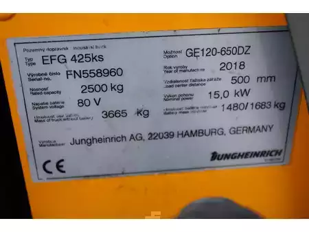 Chariots électriques à 4 roues 2017  Jungheinrich EFG425ks heftruck elektrische triplex lepelversteling sideshift (15)