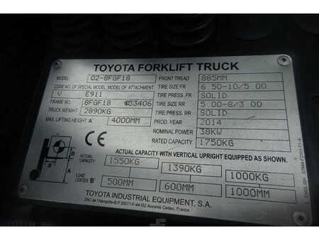 Wózki gazowe 2014  Toyota Heftruck 02-8 FGF 18 (12)