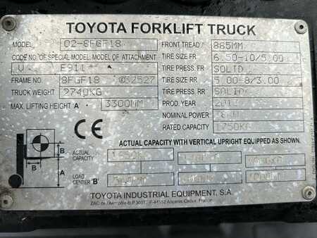 Chariot élévateur gaz 2013  Toyota 03-8FGF18 (11)