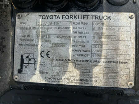LPG VZV 2013  Toyota Heftruck 02-8FGF18 (8)
