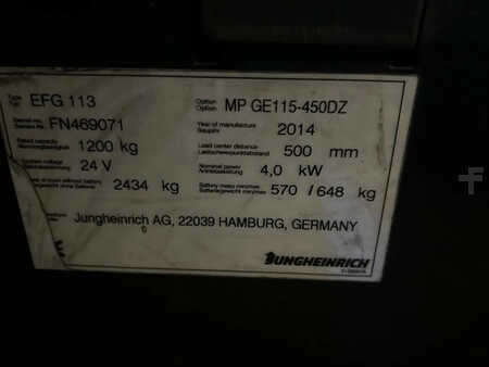 Carrelli elettrici 3 ruote 2014  Jungheinrich Heftruck EFG 113 (8)