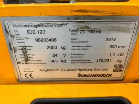 Nízkozdvižný vozík 2018  Jungheinrich Pallettruck EJE120 (7)