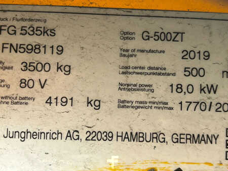 Elektro čtyřkolový VZV 2019  Jungheinrich Heftruck EFG 535ks (9)
