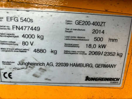 Elektro čtyřkolový VZV 2014  Jungheinrich EFG540s Heftruck (10)