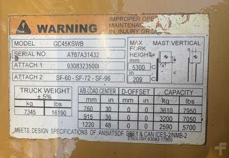 Carretilla elevadora GLP 2008  CAT Lift Trucks GC45KSWB (13)