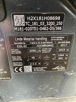 3-wiel elektrische heftrucks 2017  Linde E20L-02 (6)