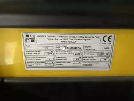 Työntömastotrukki 2022  Hyster R1.6 (4)
