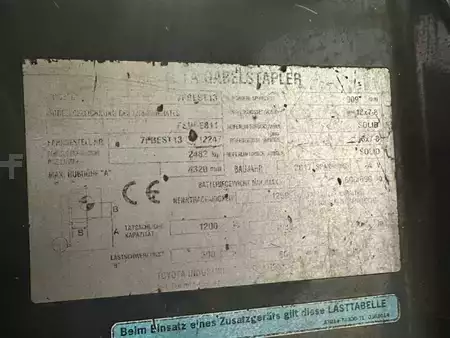 Eléctrica de 3 ruedas 2017  Toyota 7FBEST13 - TRIPLEX 4,3 m - nur 1,98 cm hoch !!! (7)