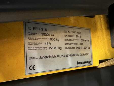 Elektro čtyřkolový VZV 2015  Jungheinrich EFG 316 - FREIHUB-Mast !!! (10) 