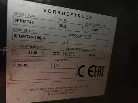4-wiel elektrische heftrucks 2020  Toyota 8FBMT45 (4)
