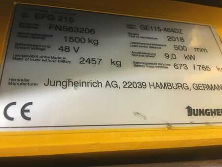 3-wiel elektrische heftrucks 2018  Jungheinrich EFG215 (6)