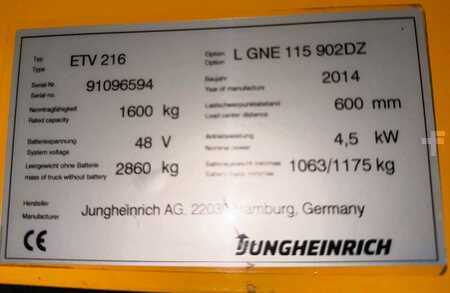 Reach Truck 2014  Jungheinrich ETV 216 Service Neu - Batterie 80% - 5.693 Std. - 9,02m Hub (13)
