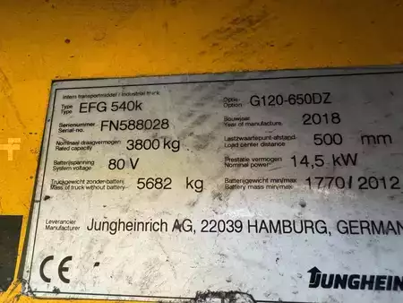 Elektryczne 3-kołowe 2018  Jungheinrich EFG 540k-650DZ zh1 (20)