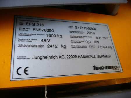 3-wiel elektrische heftrucks 2018  Jungheinrich EFG 216 500 DZ (10)
