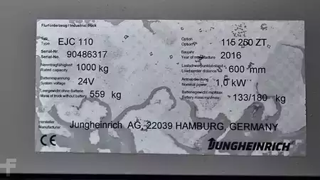 Ruční vysokozdvižný vozík 2016  Jungheinrich EJC 110 250 ZT (8)