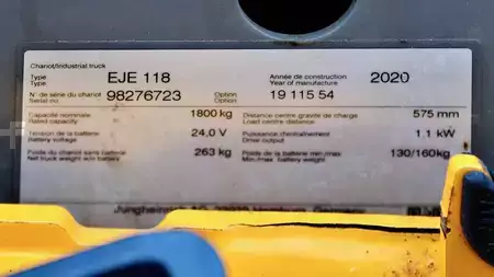 Transpaleta eléctrica 2020  Jungheinrich EJE 118 LI-ION (7)