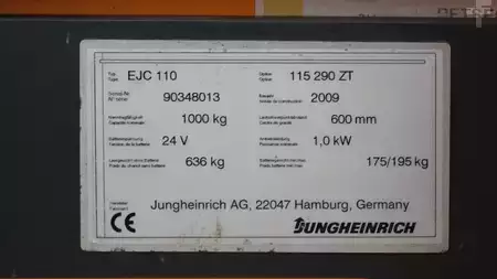Ruční vysokozdvižný vozík 2009  Jungheinrich EJC 110 290 ZT (8)