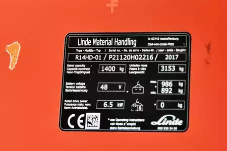 Chariots à mât rétractable 2017  Linde R14HD (11)
