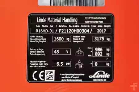 Carretilla retráctil 2017  Linde R16HD (13)