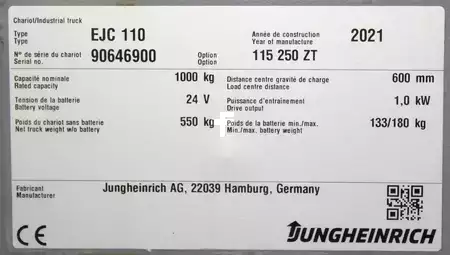 Wózek wysokiego podnoszenia 2021  Jungheinrich EJC 110 250 ZT LI-ION (8)