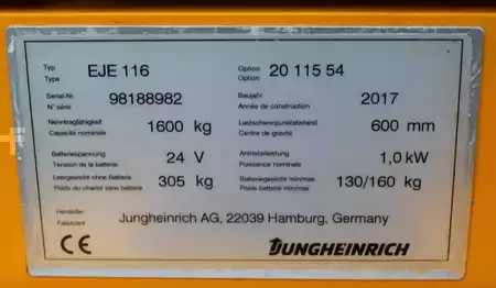 Niederhubwagen 2017  Jungheinrich EJE 116 LI-ION (7)
