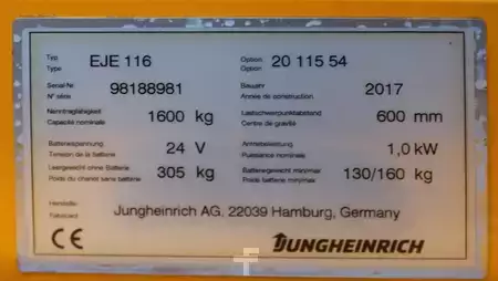 Wózki niskiego podnoszenia 2017  Jungheinrich EJE 116 LI-ION (7)