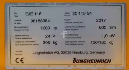 Niederhubwagen 2017  Jungheinrich EJE 116 LI-ION (7)