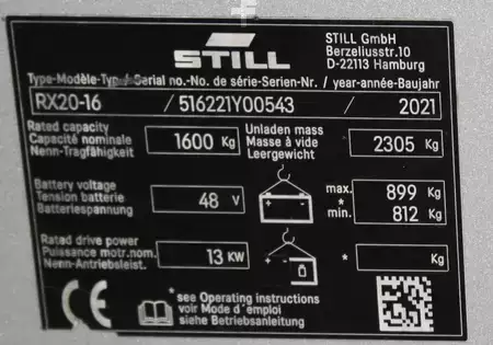 El truck - 3 hjulet 2021  Still RX 20-16 LI-ION (10)