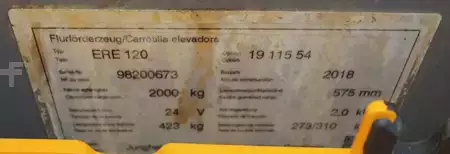 Porta-paletes elétrico 2018  Jungheinrich ERE 120 (7)