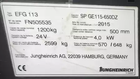 Eléctrico - 3 rodas 2015  Jungheinrich EFG 113 650 DZ (10)