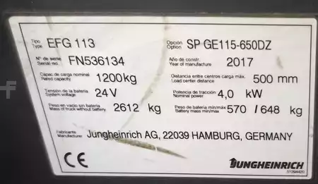 Eléctrico - 3 rodas 2017  Jungheinrich EFG 113 650 DZ (11)