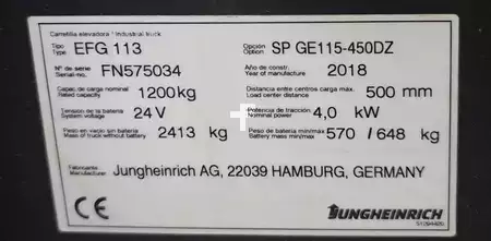 Eléctrico - 3 rodas 2018  Jungheinrich EFG 113 450 DZ (11)