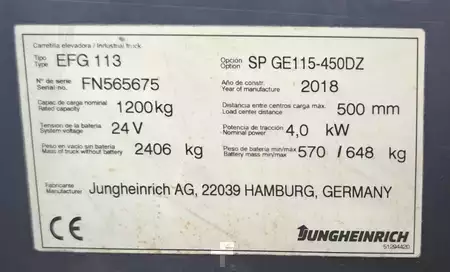 Eléctrico - 3 rodas 2018  Jungheinrich EFG 113 450 DZ (11)