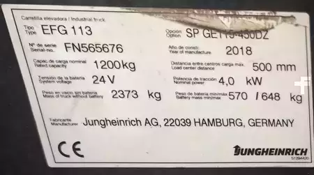Eléctrico - 3 rodas 2018  Jungheinrich EFG 113 450 DZ (11)