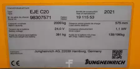 Wózki niskiego podnoszenia 2021  Jungheinrich EJE C20 (9)