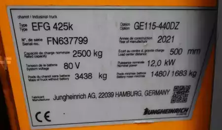 Eléctrico - 4 rodas 2021  Jungheinrich EFG 425 440 DZ (11)