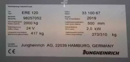 Elektromos raklapemelő 2019  Jungheinrich ERE 120 FRUTERA (7)