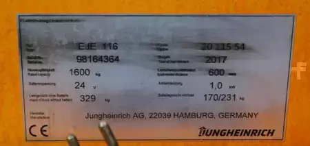 Nízkozdvižný vozík 2017  Jungheinrich EJE 116 (7)