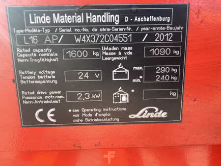 Wózek paletowy ręczny 2012  Linde L16 AP (20) 