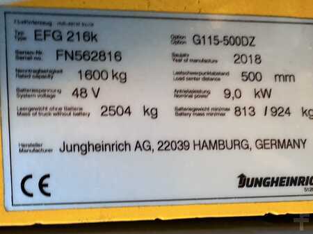 3-wiel elektrische heftrucks 2018  Jungheinrich EFG 216K (17)