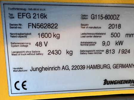 Elektro tříkolové VZV 2018  Jungheinrich EFG 216K (16)