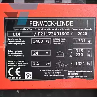 Ledstaplare 2020  Linde L14 Elektrische stapelaar (15)
