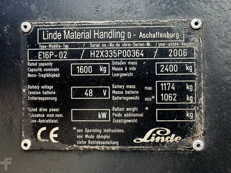 El Truck - 4-hjul 2006  Linde E16P-02 Elektrische Heftruck (14)