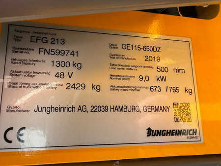 Elektro tříkolové VZV 2019  Jungheinrich EFG213 Elektrische Heftruck (15)
